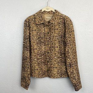 Vintage Transitions Women's 100% Silk Brown Print Shacket/Jacket - Size M
